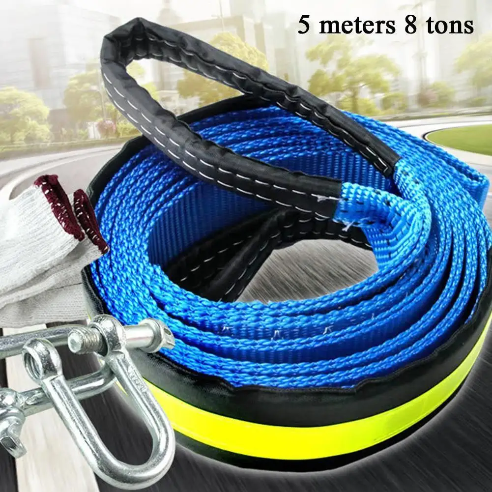 

5m 8 Tons Winch Tow Cable Tow Strap Car Towing Rope With Hooks For Heavy Duty Car Emergency Off Road Emergency Tow Rope F9x5