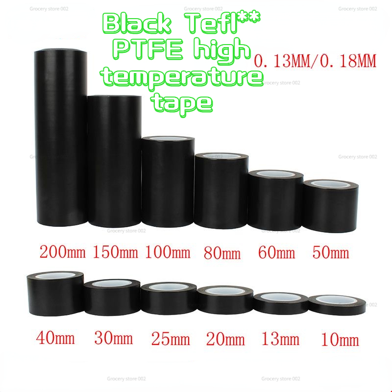 0.13-0.18-0.25mm Thickness Tefl PTFE Insulation Friction Resistant 300Â° High Temperature Black Special Tape Multi Width HEI-8037