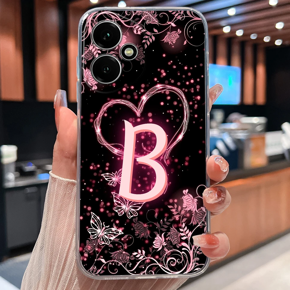 Luxury Letters Pattern Soft TPU Clear Silicone Anti-Drop Phone Case