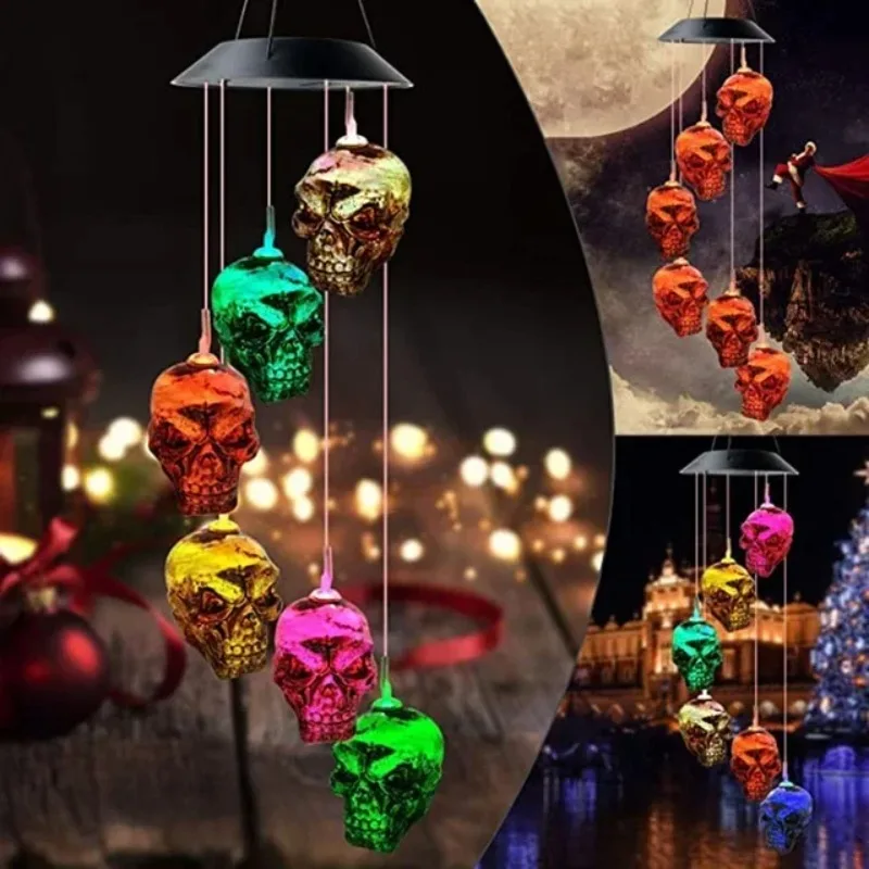 LED Solar Wind Chime Crystal Ball Hummingbird Wind Chime Light Color Changing Waterproof Hanging Solar Light for Home Garden