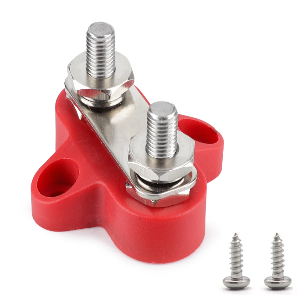 Power Distribution Stud 1/4" M6 M8 M10 Terminal Block Stud 80A 48V Bus Bar Dual Power Distribution Post Heavy Duty Positive Negative for Truck RV Boat power distribution block
