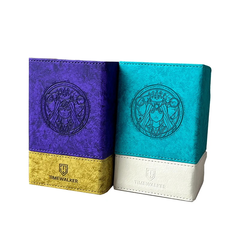 

100+ Luxury TW Matte PU Leather Storage Box Goddess Competitive Duel Card Deck Box with Dice Tray For Board Game Trading Cards