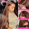 13X6 Chocolate Brown Lace Front Wigs 13X4 Bone Straight Human Hair 30 32 Inch Lace Frontal Colored Wig 100% Brazilian For Women 2