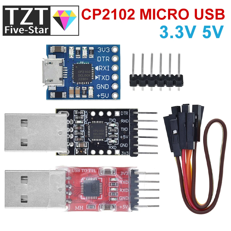 5-контактный разъем CP2102 USB 2,0 для UART TTL модуль последовательный преобразователь STC Замена FT232 CH340 PL2303 CP2102 MICRO USB для aduino