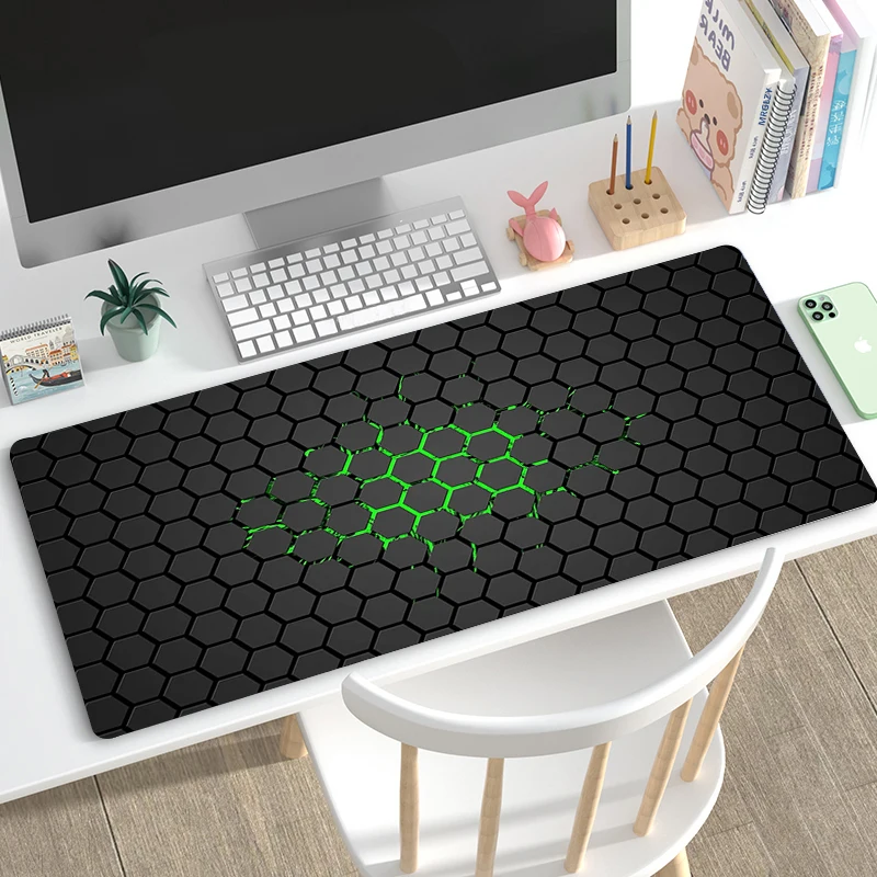 

Green Gaming Mousepad Large Gamer Mouse Pad Hexagon Computer Mousepad Black Mouse Mat Black Carpet For keyboard Desk Mat Mause