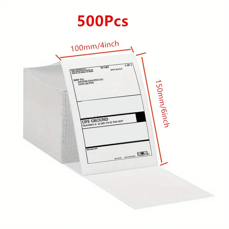 Durable Direct Thermal Shipping Labels, 4x6 Inch, 500-Pack - Water & Grease Resistant with Strong Adhesive