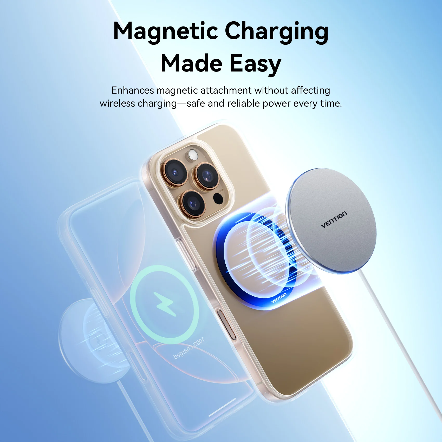 Magsafe 아이폰 16 15 14 Pro Max 플레이트 스티커 링용 Vention 마그네틱 메탈 링 스티커 (무선 충전기 폰 홀더용)