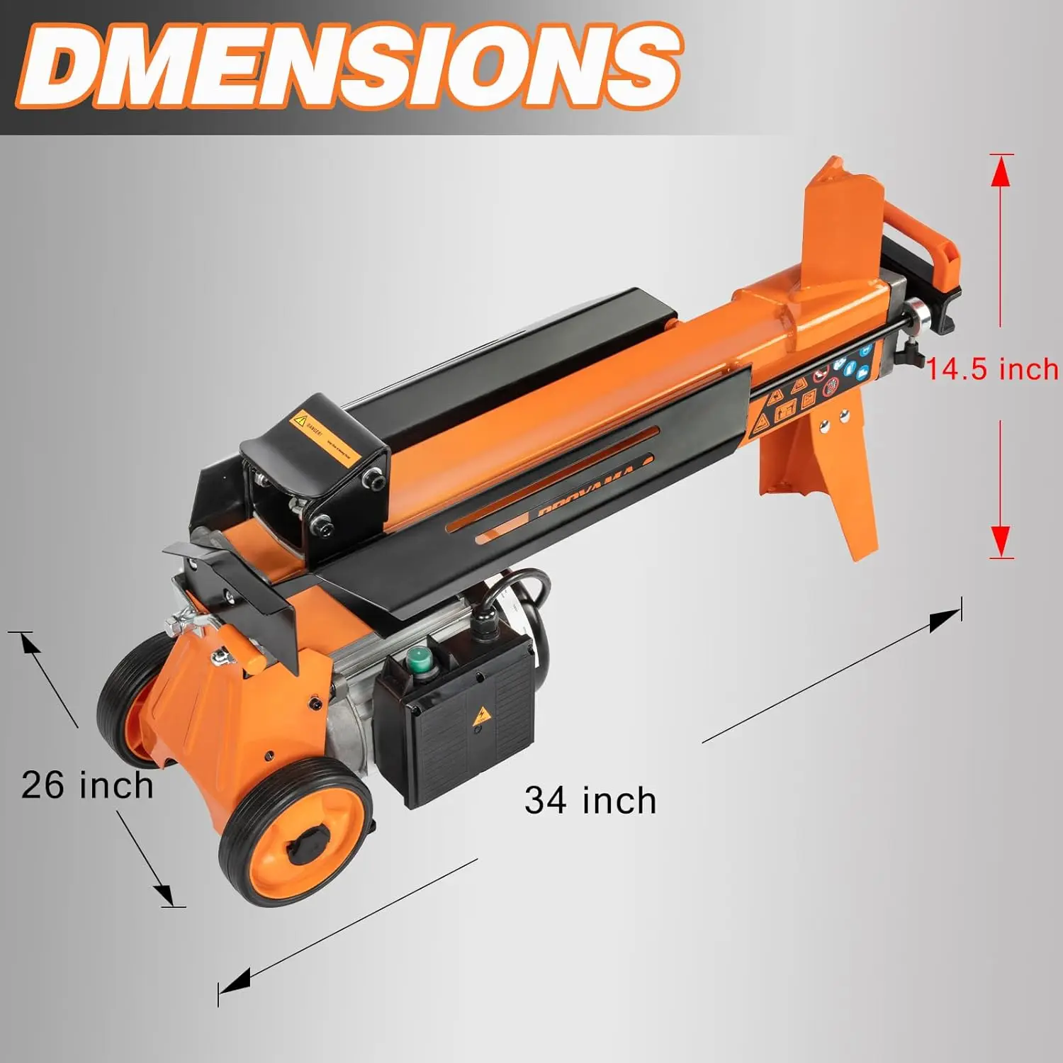 Log Splitter 6.5 Ton Wood Splitter Electric Powered 15Amp with Hydraulic Ram Electric Firewood Splitting Machine Horizontal