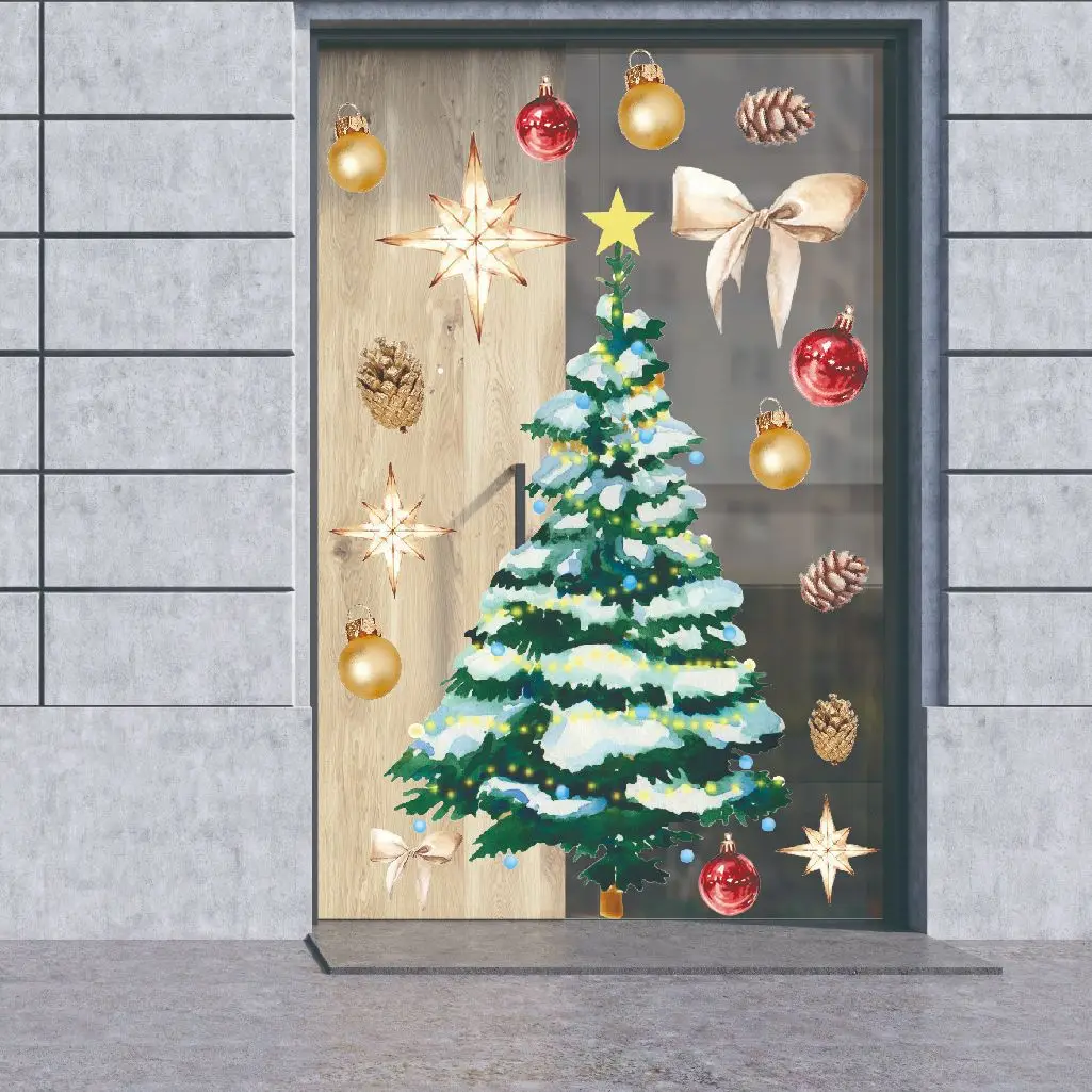 Pegatinas De Ventana Navideñas De Dibujos Animados, Ventana De De Dibujos Animados Ventana De Exposicion Sala De Estar Decoracion Navidena Estatica Pegatinas D