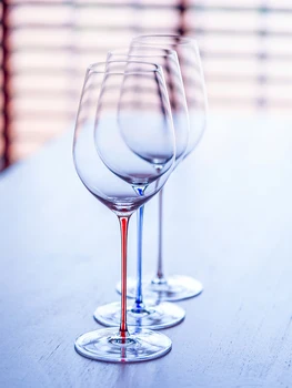 Red-Stem Crystal Goblet & Champagne Glass Set 1