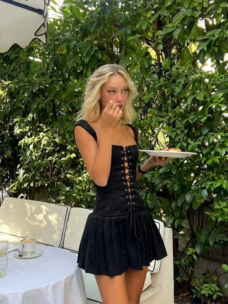 Vintage Embroidery A Line Mini Dress for Women