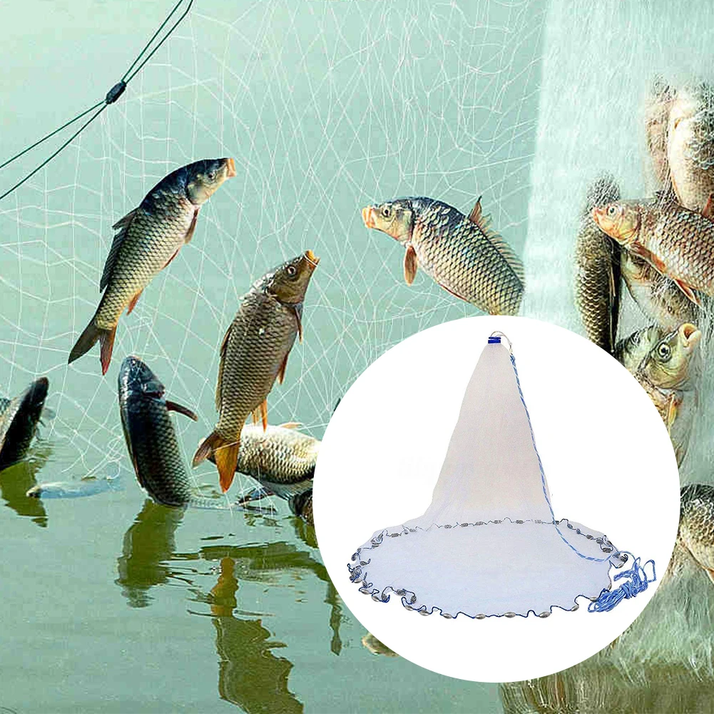 Fishing Cast Net Portable Fish Net Universal Fishing Throw Catch Net Easy Casting Fishing Mesh Net for Freshwater Saltwater