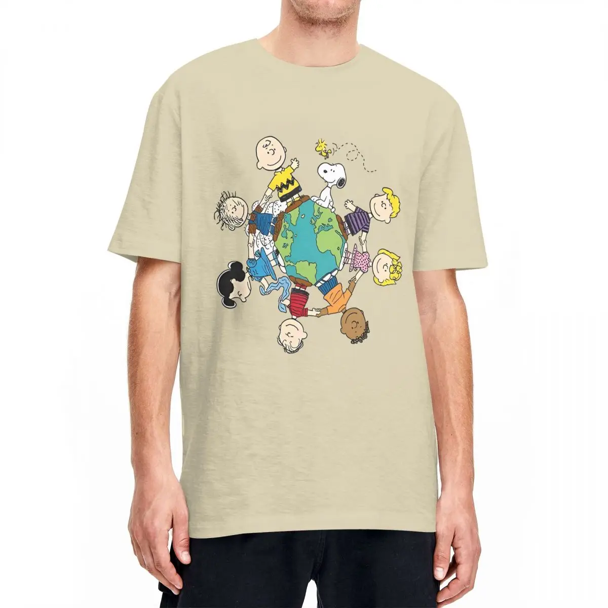 thumbnail image 1 of Camiseta de Peanuts, Charlie Brown y Snoopy, camisetas de dibujos animados de la playa, camisetas de la Tierra, camiseta de algodón puro para hombres, camisetas de manga corta, 1 of 5