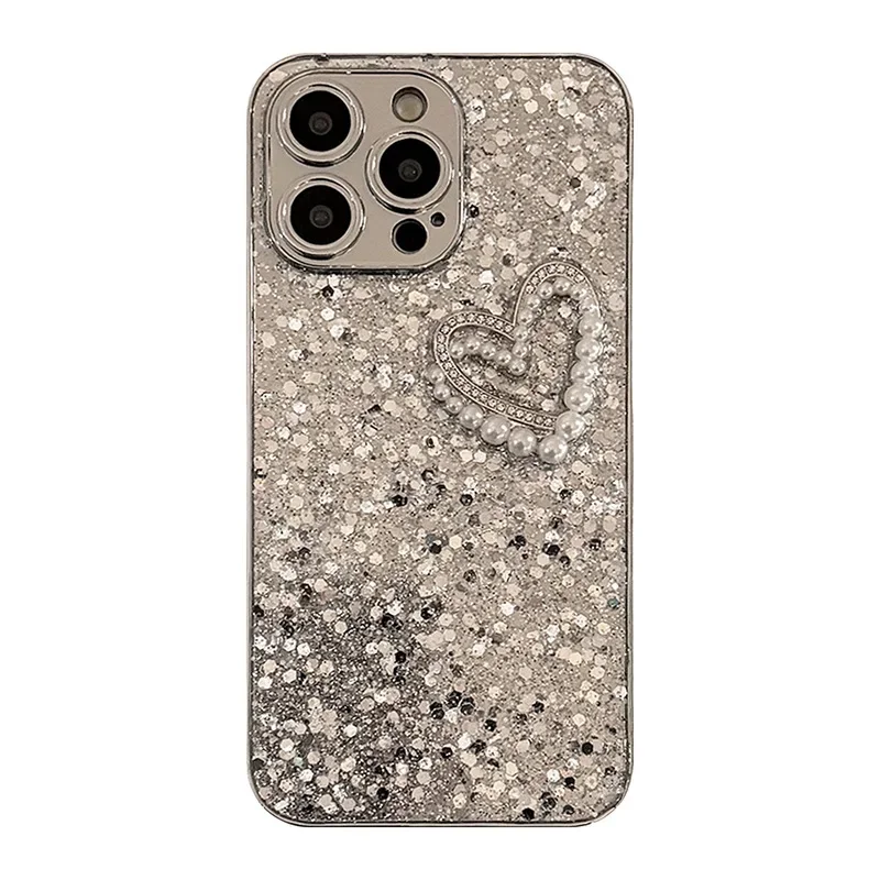 Pearls sequin Glitter rhinestone tender fairy Phone Case For iPhone 16 15 14 13 12 11 Pro Max Case Cute luxury shockproof Cover
