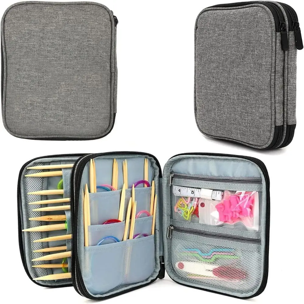 Knitting Needle Case, Portable Crochet Needle Case, Travel Organizer Storage Bag for Knitting Needles and Other Accessories