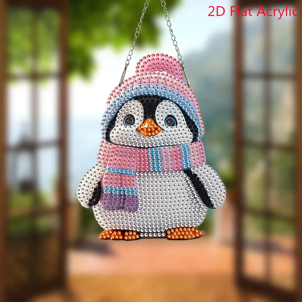 Diamond Painting Dangle Cartoon Cute Penguin Diamond Mosaic Beginner 5D Art Set Suncatcher Home Decoration