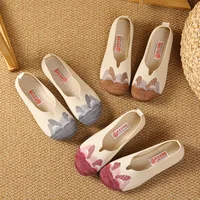 Shoes women spring new landscape embroidered shoes national wind round head soft sole comfortable slip-on middle-aged casual sho - Image 4