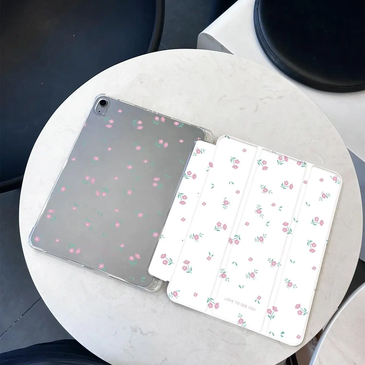 Chic Black Polka Dot Trifold Tablet Case