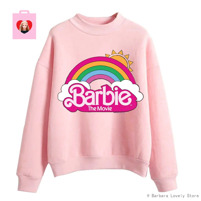 

Толстовки Барби розовые повседневные осенне-зимние Y2K Мультяшные популярные толстовки для девочек уличная одежда удобный пуловер Женская одежда в подарок