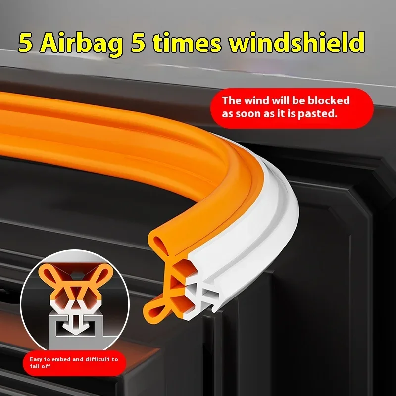 TPE Window Seal Strip Self-adhesive Plastic Steel Window Insulation Weatherstrip Flexible Bilateral Windproof Dustproof Strip 4M
