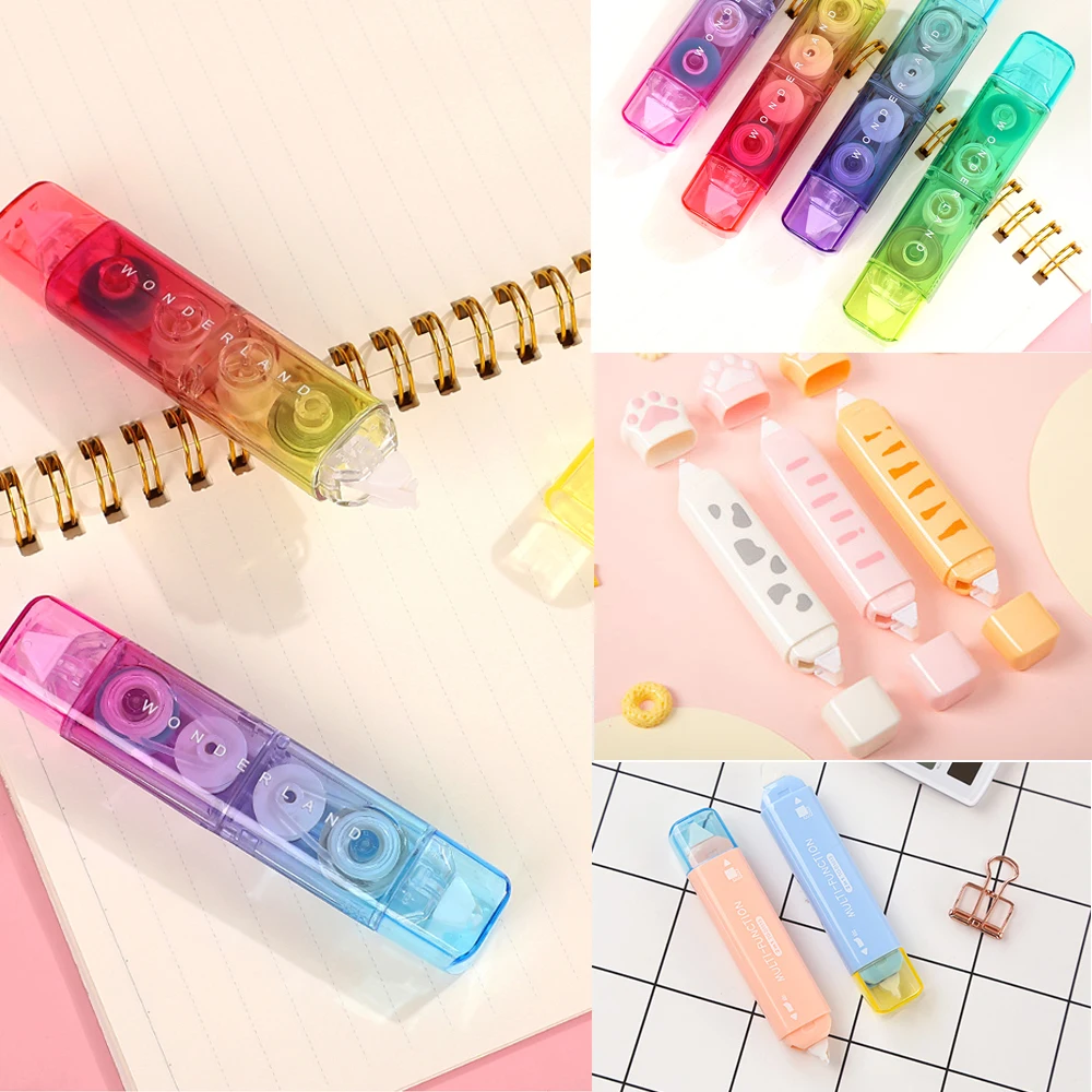 Lovely Scrapbooking Decor 2 in 1 Refillable Correction Tape Double Sided Adhesive Dots Stick Roller Glue Tape Dispenser