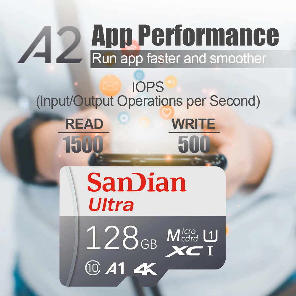 High-Speed MicroSD Card for Android Devices - UHS-I U3 V30 A2 Storage Expansion