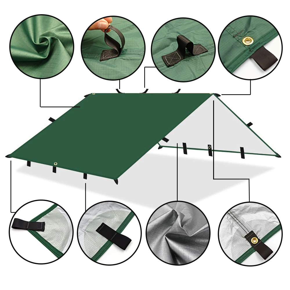 Waterproof Tarpaulin Tarpaulin Rain Cover Waterproof Tarp Ultralight Tarp Sun Shade Sail Camping Canopy Camping Tent 4x4m 4x3m 3x3m 19 Hang Points Tent Tarp Survival Sun Shelter Shade Canopy Outdoor Backpacking Waterproof Camping Awning SunShade