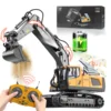 1/20 Remote Control Excavator 11 Channel RC Excavator Truck Toys 2.4Ghz Construction Vehicles with Metal Shovel Rotation for Kid 1
