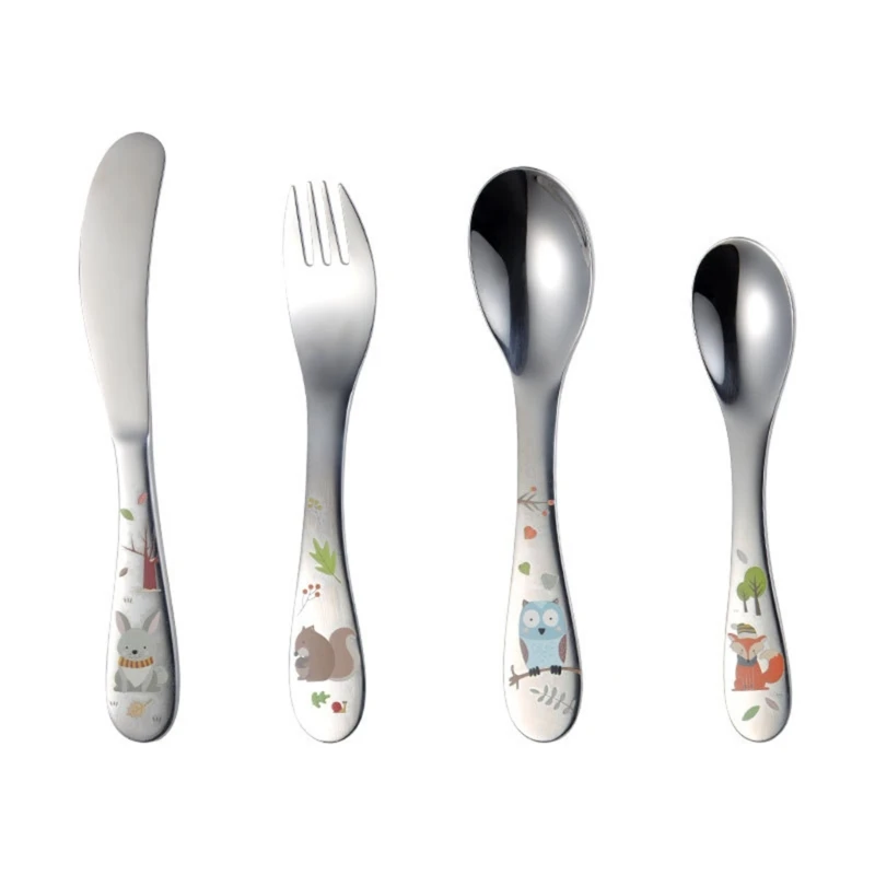 

Cartoon Animal Theme Kids Cutlery Training Utensils Kids Tableware Metal Knife/Fork/Spoon Kids Gift for Boy Girls