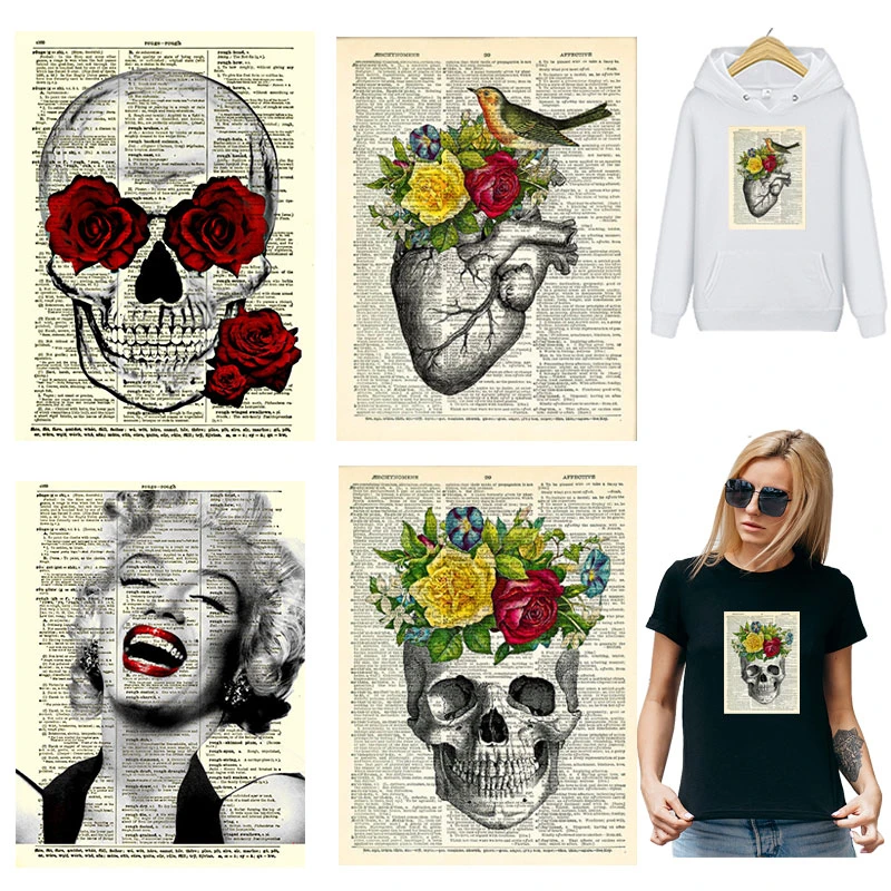 Calcomanías térmicas con forma de corazón y Calavera, para planchar ropa, Jeans, DIY| | - AliExpress