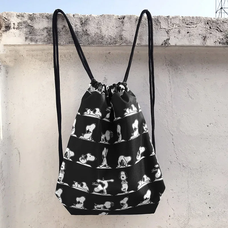 Snoopy boy girl drawstring drawstring pocket backpack sports household travel cartoon storage bag 3