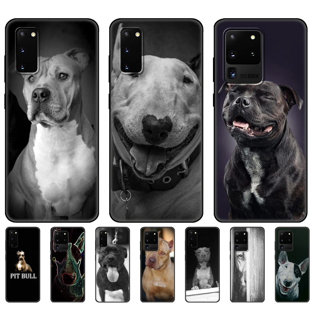 Custodia In Tpu Nero Per Samsung Galaxy S20 /S20 Plus/S20 Ultra/S20 + /S20Fe Cover Posteriore Bull Terrier