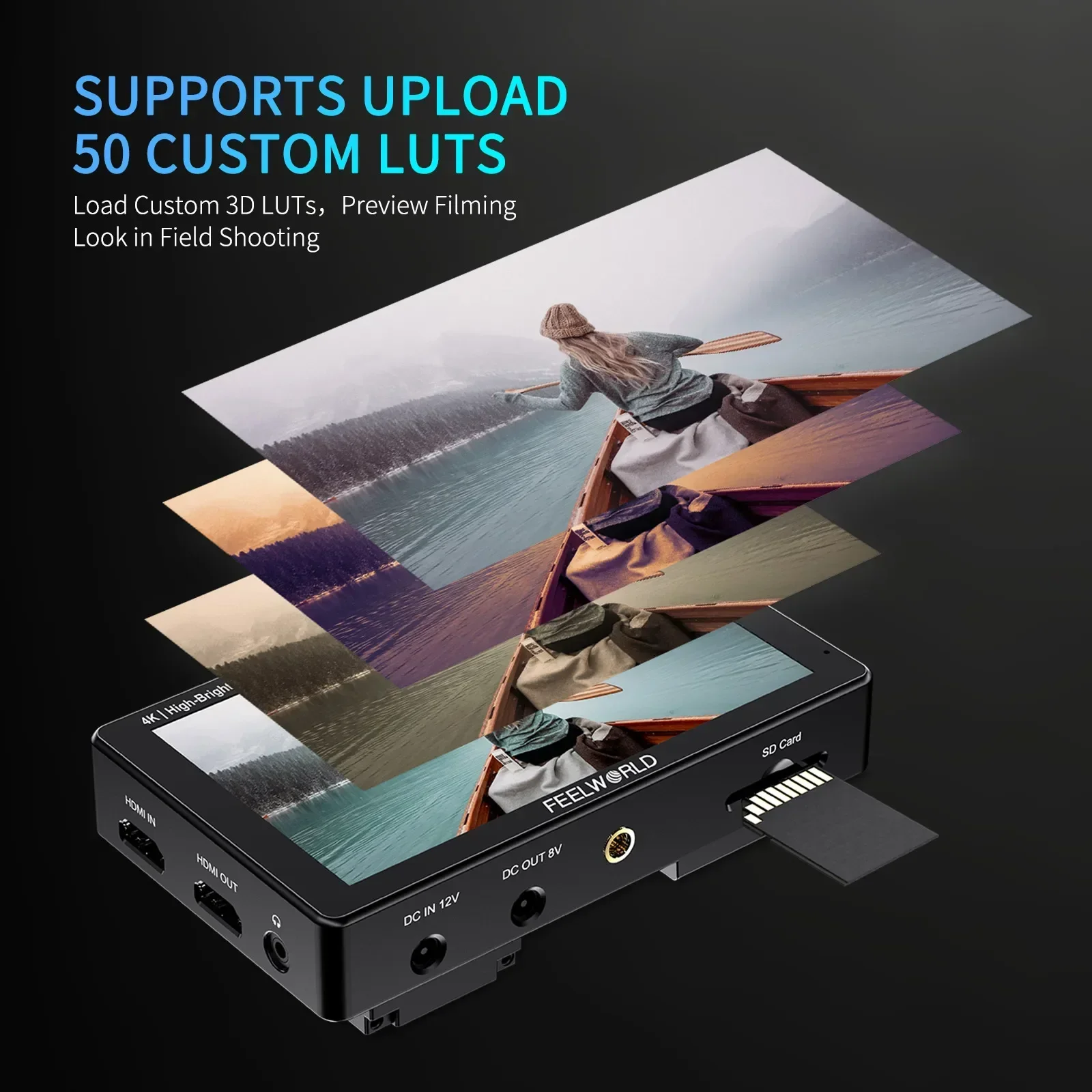 FEELWORLD LUT5E 5.5 Inch 1600nit Touch Screen Field Monitor DSLR Camera F970 External Power and Install Kit 4K HDMI 1920X1080