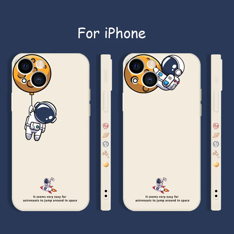 Силиконовый чехол с рисунком астронавта планеты для iPhone 13 12 11 Pro Max XS XR 8 7 Plus