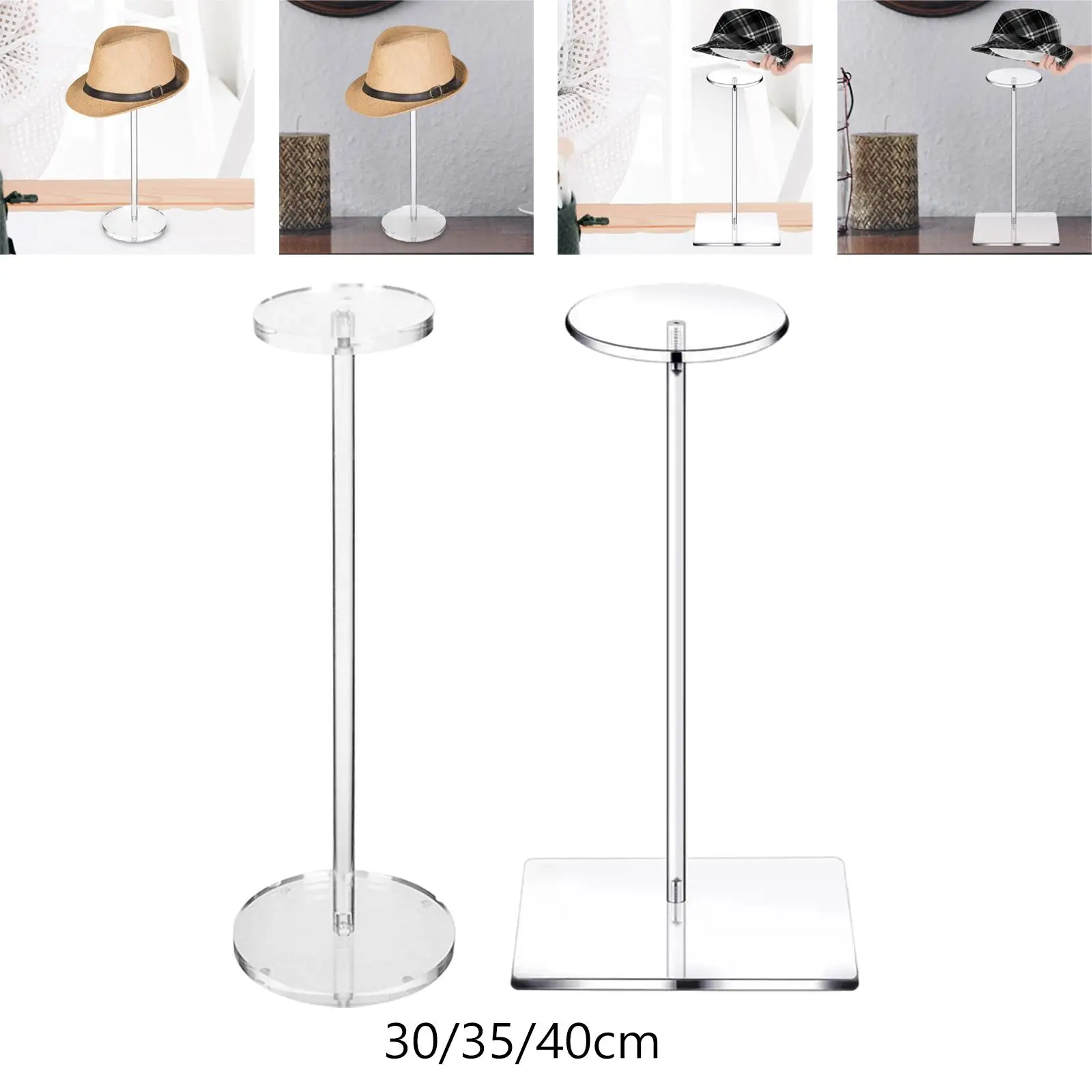 Acrylic Hat Stand Hat Display Rack Clear Wig Stand Freestanding Baseball Hat Rack for Jewelry Various Hats Wig Cowboy Hat Market