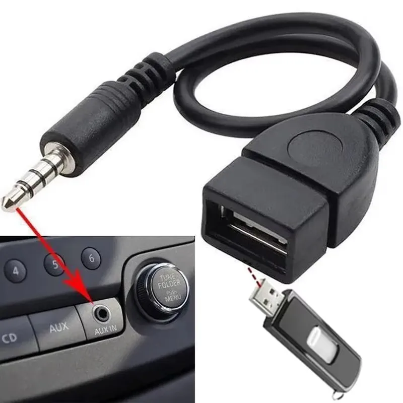 Black USB Car Audio Cable Converter | Play Music via Car Electronics