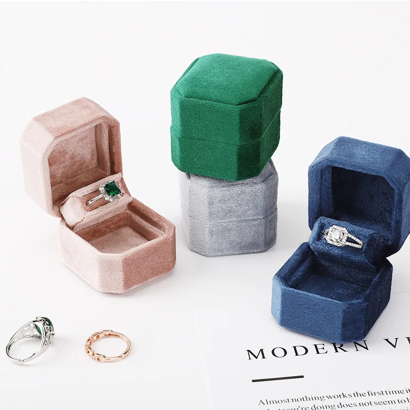 Square Velvet Ring Box Jewelry Ring Earring Holder Case Packaging Marriage Storage Earring Display Joyeros Organizador De Joyas