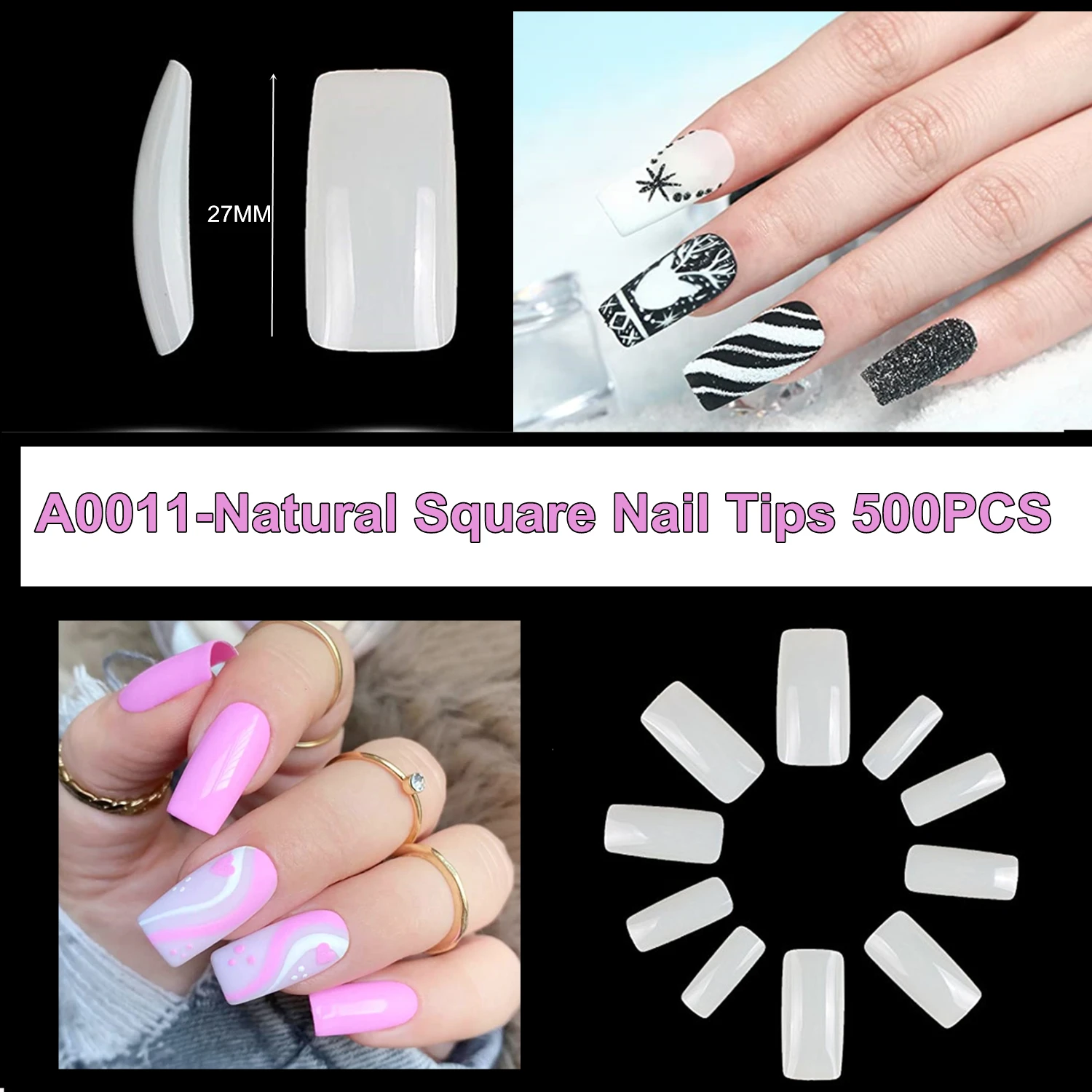 Short Natural Square Acrylic Nails – naileditor