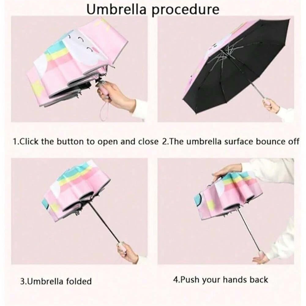 Magical Unicorn Kids Umbrella with Sun Protection and Auto Open/Close Functionality