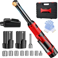 Clé à cliquet électrique sans fil à angle droit Bromose 450 tr/min, 3/8 pouce, pour démontage d'écrous, outil d'entretien automobile avec 2 batteries 1