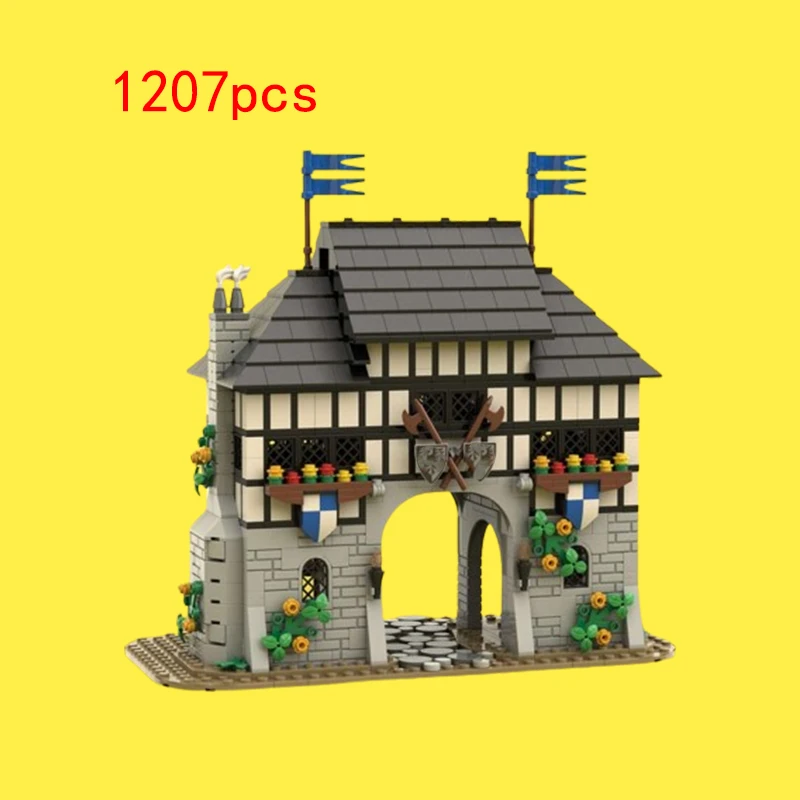 

Fast delivery MOC-139581 Falcon Knight Fortress small particle assembled building block toy Black Falcon Castle medieval model