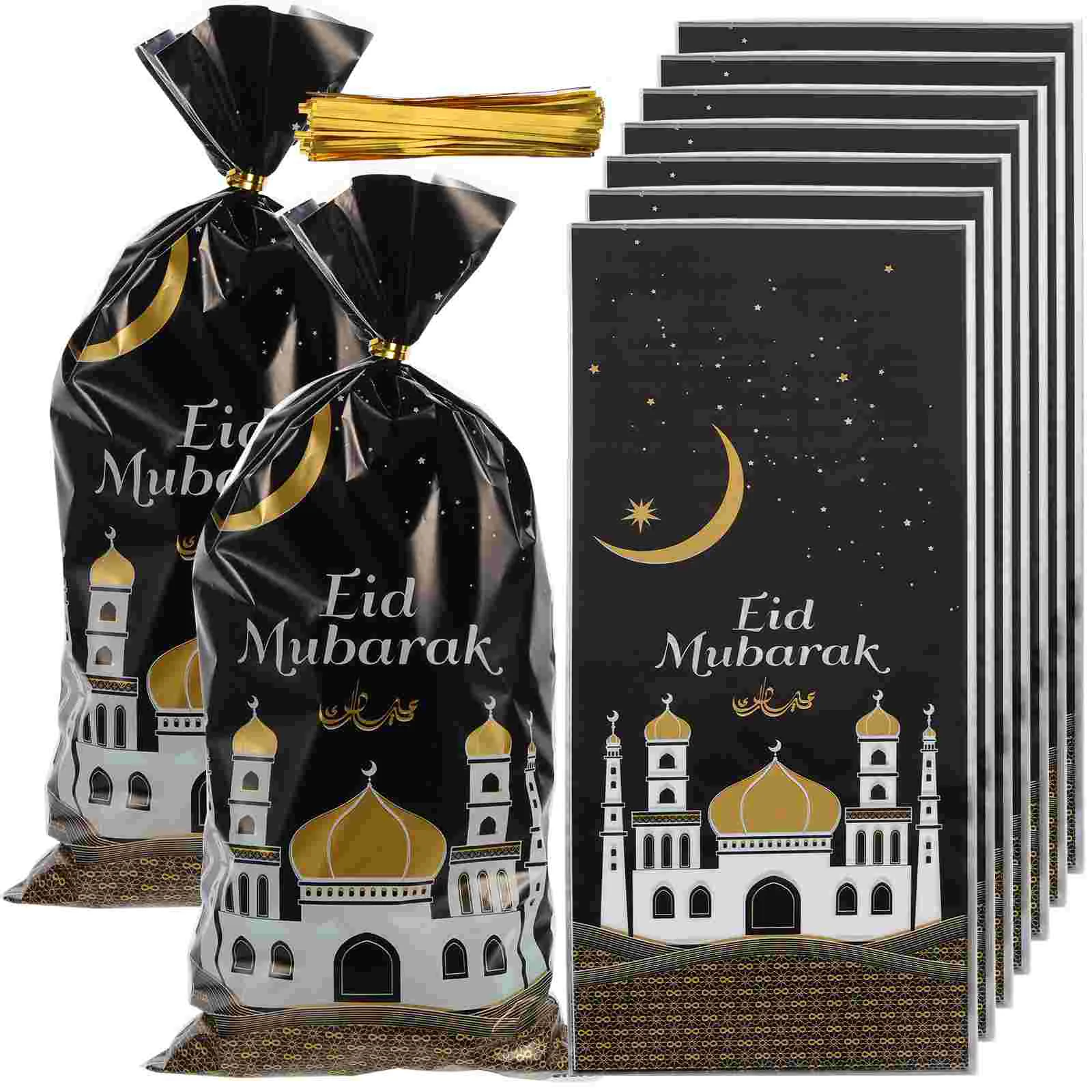 

50 Pcs Holiday Gift Bag Candy Bags Cookie Pouch Ramadan Eid Mubarak Sack Plastic Composite Favor