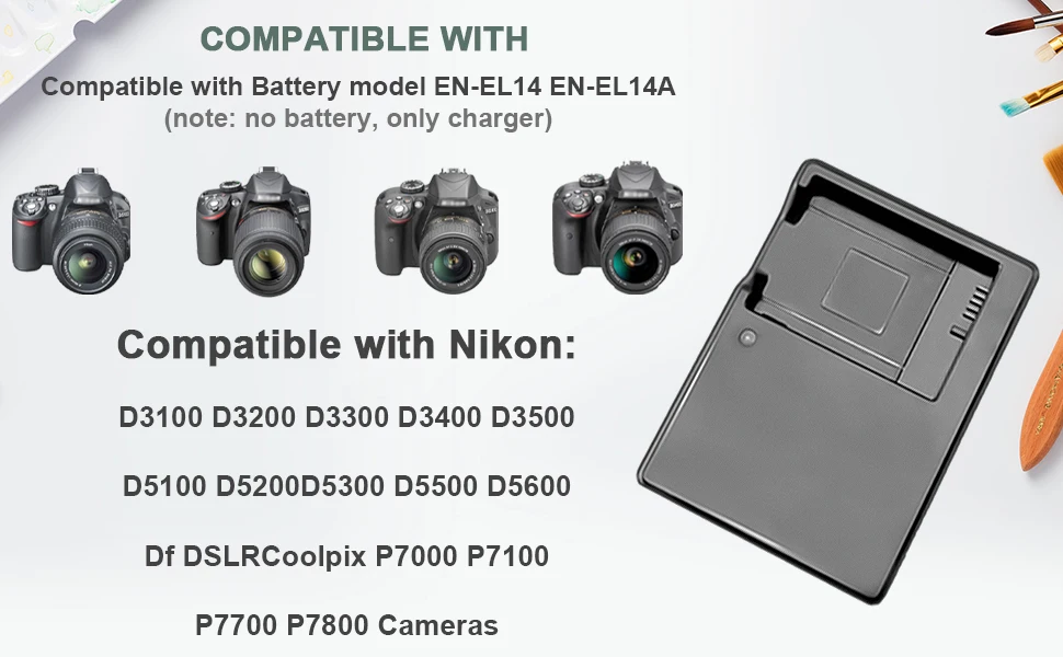 KUTOU MH-24 Quick Battery Charger for EN-EL14 Compatible with Nikon P7000 P7100 P7200 P7700 P7800 D5100 D5200 D5300 Camera