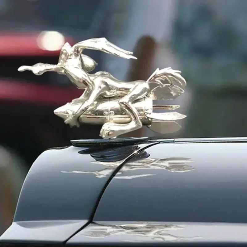 Car Hood Ornament Cartoon Coyote Rocket Gunner Auto Hood Decoration Resin Decoration Accessories For Most Types Cars car hood stickers