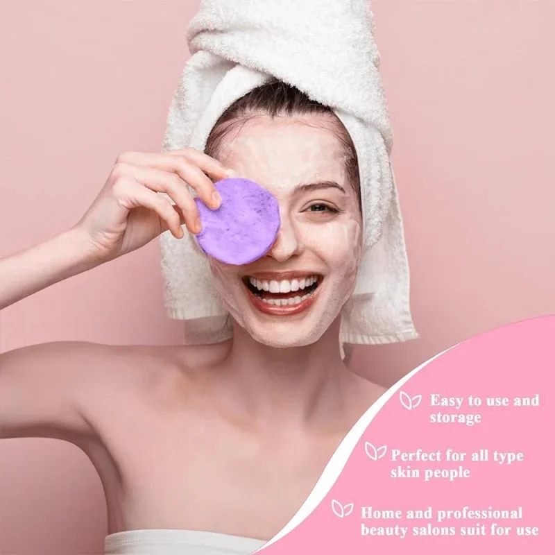 Compress Face Wash Puff with Storage Box Facial Cleansing Sponge for Makeup Remover Round Face Wash Sponge Skincare Beauty Tool
