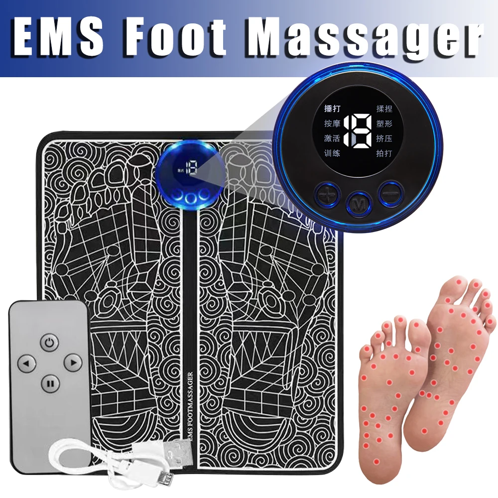 Ems Electric Foot Massager Pad Portable Foldable Massage Muscle