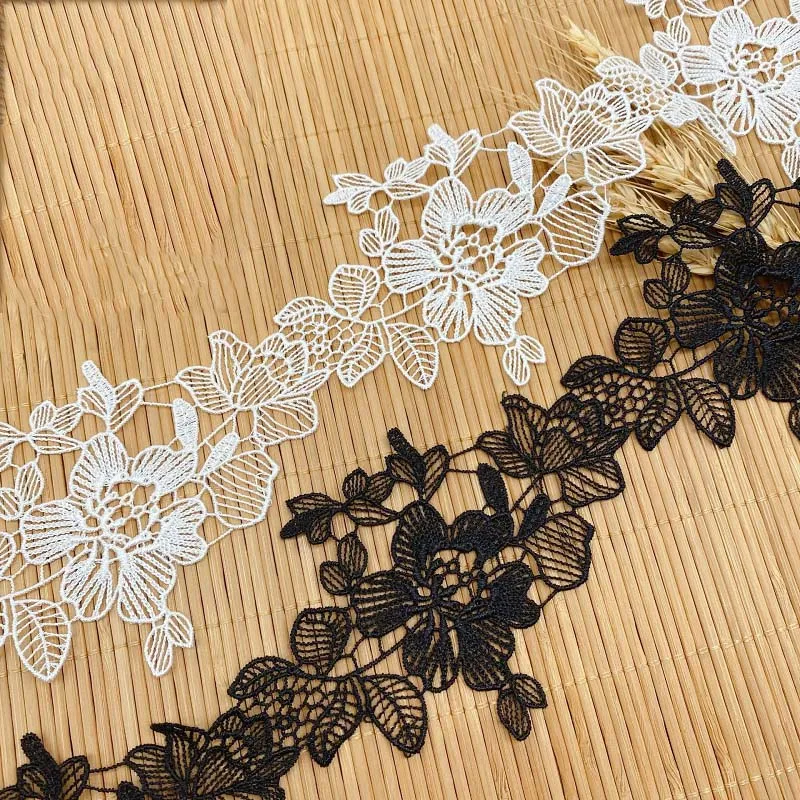 

30Yards White Black Water Soluble Hollow out Lace Trims Embroidery Curtain Trimmings Ribbon DIY Handmade Hometexile Dress Edge