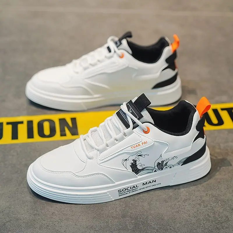 Men's Sneakers Fashion Leather Casual Shoes 2023 Summer Comfortable Breathable Sneakers Street Skateboard Shoes Tenis Masculino