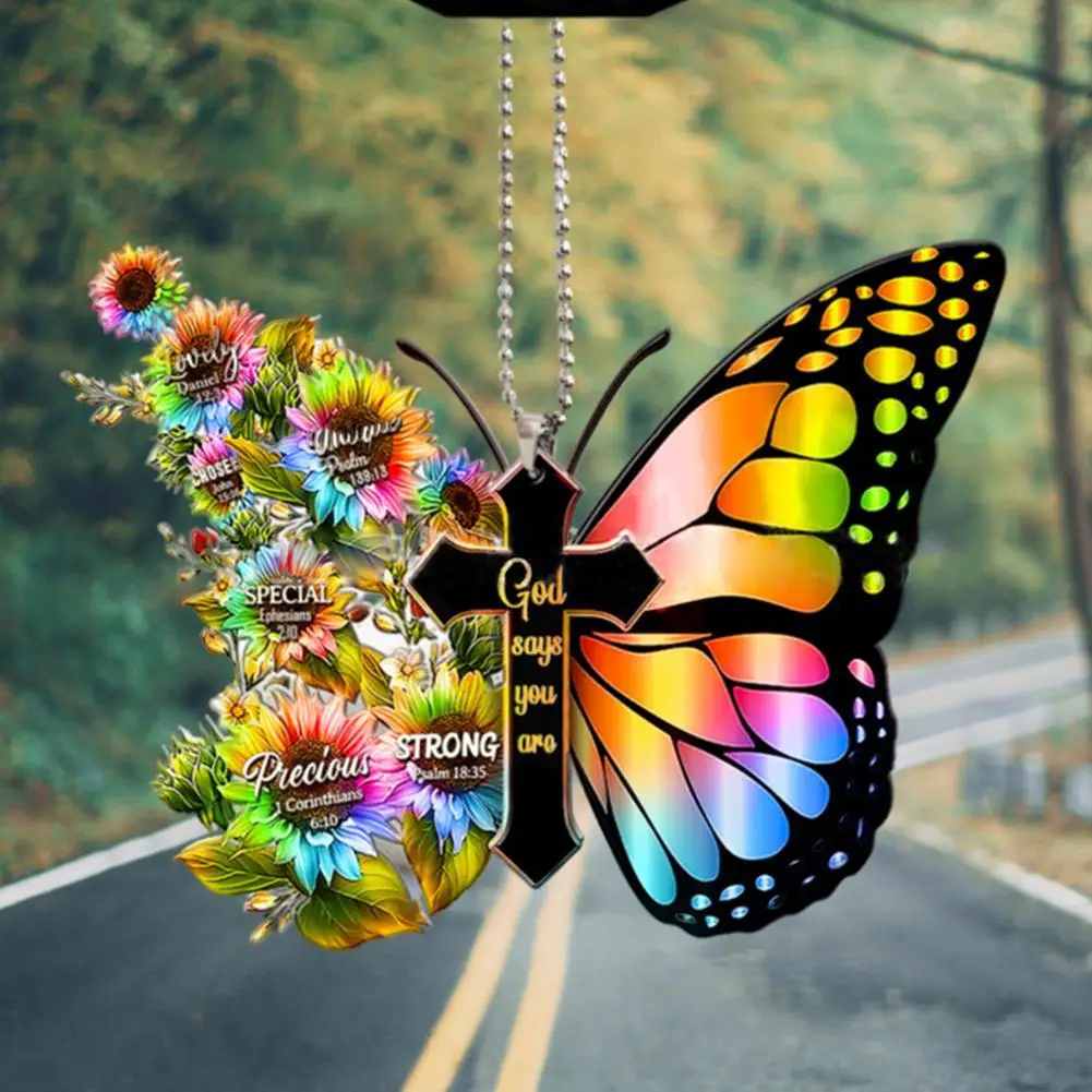 Schmetterling Kreuz Hängende Dekoration Für Auto Sunflower Schmetterling  Auto Charme Rückspiegel Zubehör Auto Innen Decor Anhänger - AliExpress