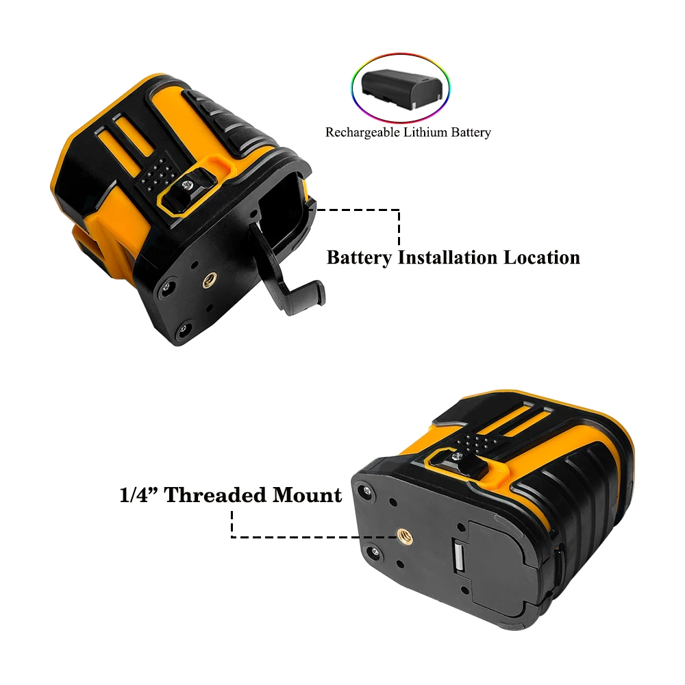 2 Lines Laser Level Self Levelling Horizontal and Vertical Cross Line Green Laser Beam Rechargeable with Li-ion Battery laser level